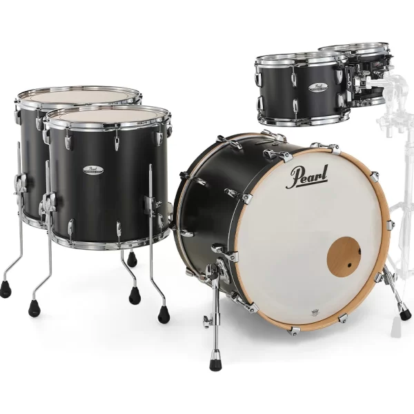 PEARL PMX925XSP/C339 Professional Matte Caviar Black 5 Parça (22B/10T/12T/14F/16F) Akustik Davul Seti