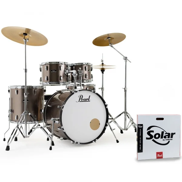 PEARL RS525SBC/C707 Roadshow Bronze Metallic 5 Parça (22B/10T/12T/16F/14S) Aksamlı ve Sabian Solar Zilli Akustik Davul Seti