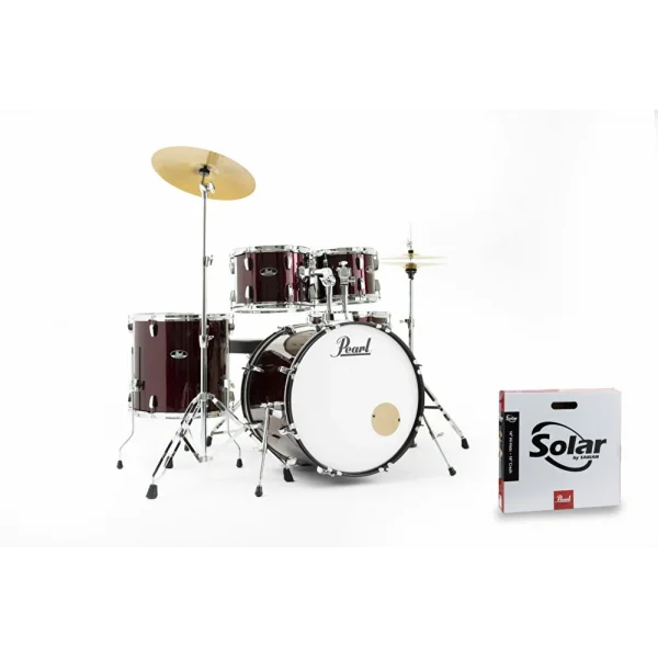 PEARL RS525SC/C91 Roadshow Şarap Kırmızısı 5 Parça (22B/10T/12T/16F/14S) Aksamlı ve Sabian Solar Zilli Akustik Davul Seti