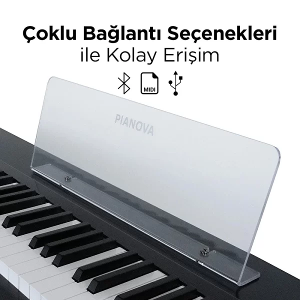 PIANOVA E818 Siyah - Beyaz Dijital Piyano