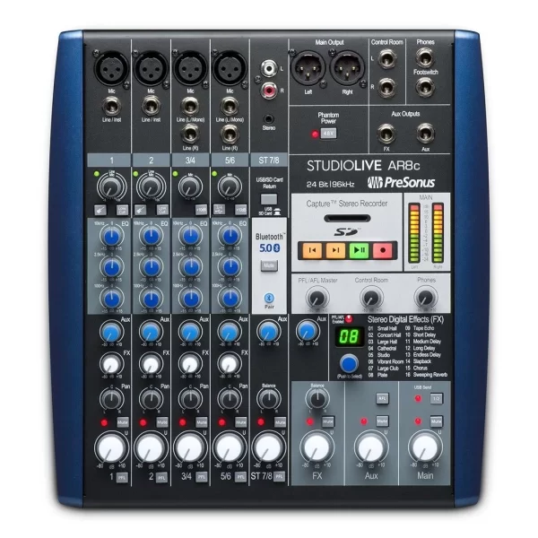 PreSonus StudioLive AR8c USB USB-C bağlantılı 8 Kanal Hibrit mixer / ses kartı / recorder