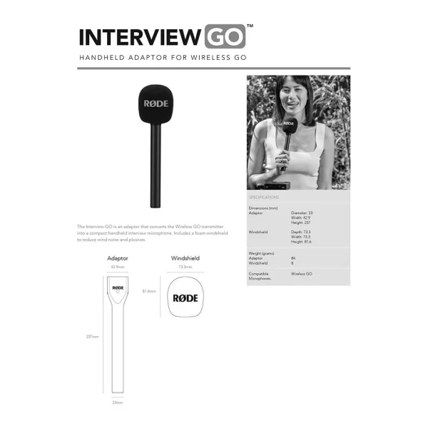 RODE Interview GO Wireless GO için röportaj mikrofon dönüştürme kiti
