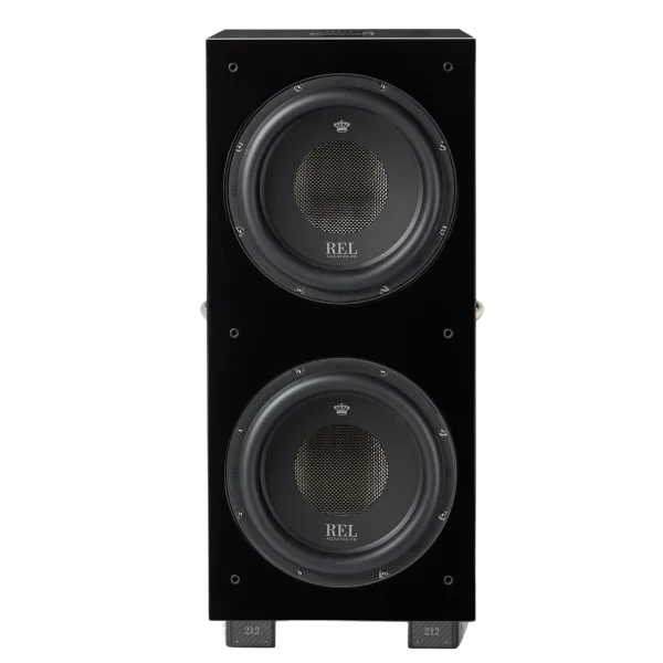 REL 212 Black Label Subwoofer siyah Grill ile gelir