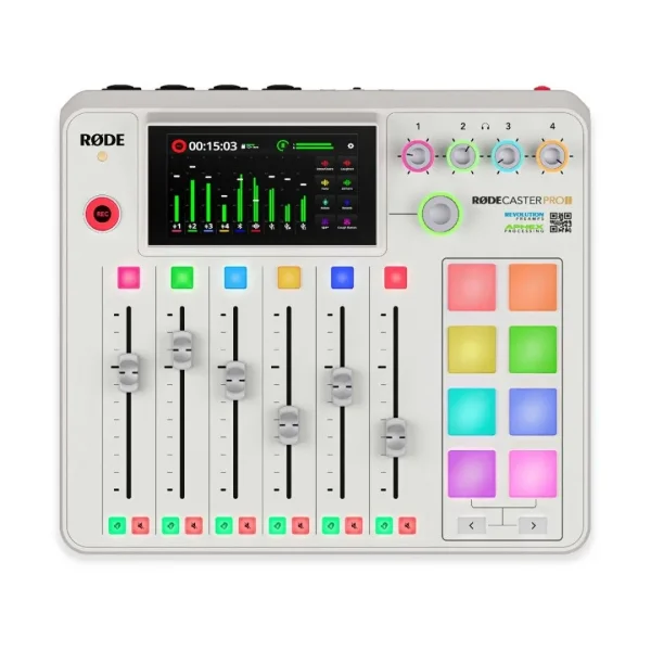 RODE RODECaster Pro II Entegre ses prodüksiyon sistemi - 4 Mikrofon girişli, SD card ve Bilgisayara çok kanallı kayıt etme özellikli profesyonel podcast mikser