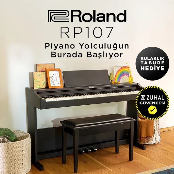 ROLAND RP107-BKX SuperNATURAL Siyah Dijital Duvar Piyanosu (Tabure & Kulaklık Hediyeli)