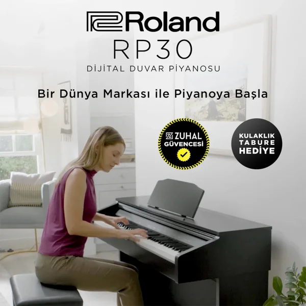 ROLAND RP30-CRL Gülağacı Dijital Duvar Piyanosu (Tabure & Kulaklık Hediyeli) **