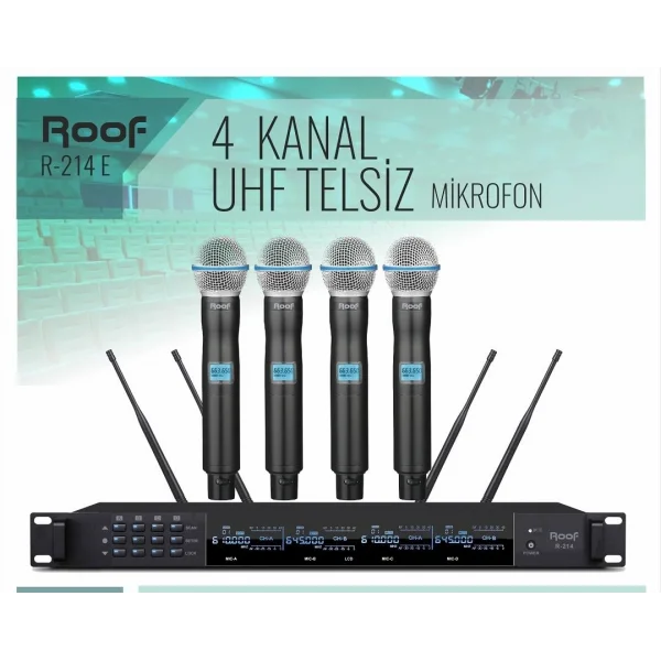 Roof R-214E 4 EL Kablosuz Mikrofon Seti