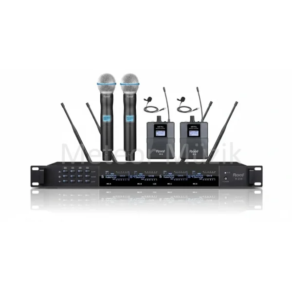 Bundle Roof R-214EY 4 Mikrofonlu Kablosuz Set 2 EL + 2 YAKA
