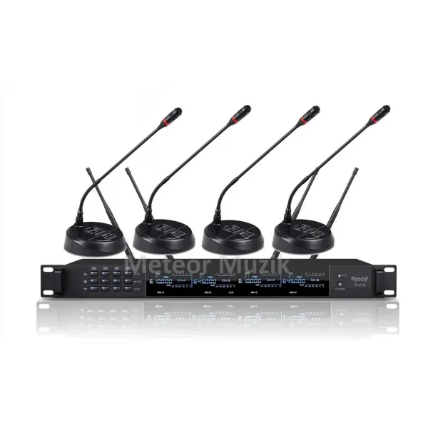 Roof R-214M 4 Kürsü Kablosuz Mikrofon Seti