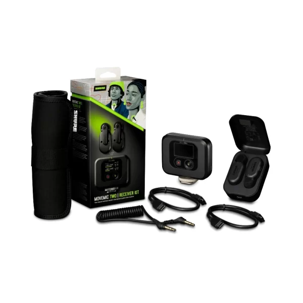 SHURE MoveMic Two Receiver Kit İki kanal Kablosuz Yaka Mikrofonu(Alıcı Dahil)