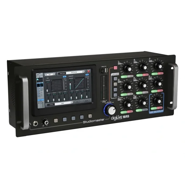 Studiomaster DigiLive 16P-600 16 Kanal Dijital Mikser + Power Amfi 4x150W/rms, 6 aux