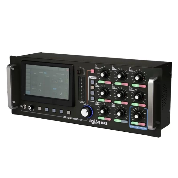 Studiomaster DigiLive 16P-600 16 Kanal Dijital Mikser + Power Amfi 4x150W/rms, 6 aux