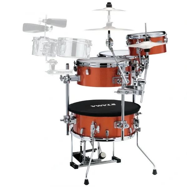 TAMA CJB46C-BOS - Cocktail-JAM Bright Orange Sparkle 4 Parça (16B/10T/14F/12S) Aksamlı &amp; Çantalı Kompakt Akustik Davul Seti