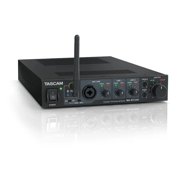 Tascam MA-BT240 240-Watt Mixing Amplifier, 1 Mic-In, 2 Line-In , Bluetooth, 240 watts (2 × 120 W)