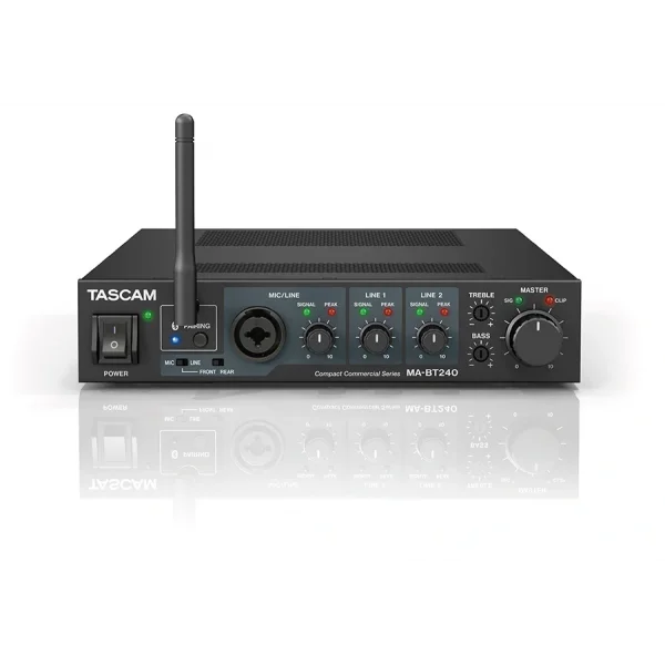 Tascam MA-BT240 240-Watt Mixing Amplifier, 1 Mic-In, 2 Line-In , Bluetooth, 240 watts (2 × 120 W)