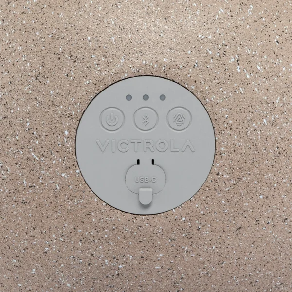 Victrola Zen – Kablosuz Dış Mekan Bluetooth Güneş Enerjili Hoparlör – IP65 Hava Koşullarına Dayanıklı, Güneş Enerjisiyle Şarj, Auracast Kullanarak Çoklu Hoparlör Bağlantısı (Tekli, Taş Rengi)