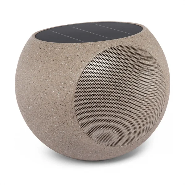 Victrola Zen – Kablosuz Dış Mekan Bluetooth Güneş Enerjili Hoparlör – IP65 Hava Koşullarına Dayanıklı, Güneş Enerjisiyle Şarj, Auracast Kullanarak Çoklu Hoparlör Bağlantısı (Tekli, Taş Rengi)