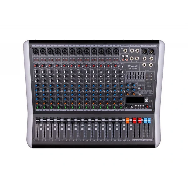 Westa WM-14PMX 14 Kanal 2x600W Power-Mixer USB / Bluetooth, 4-aux