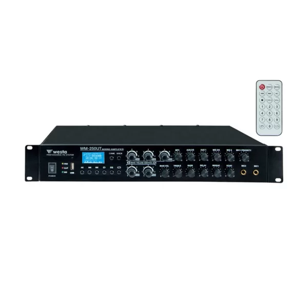WESTA WM-250UT 6-zone Mixer-Ampli 250W/100V 16-ohm Usb/BT
