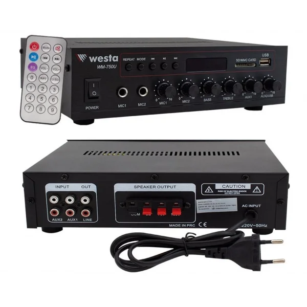 WESTA WM-750U 80W/100V-8-ohm Mini Power Amfi, 220V/AC
