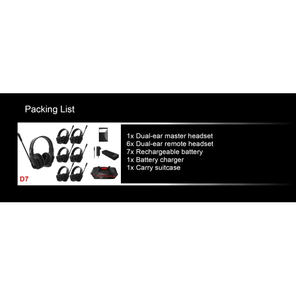 Wicom E-D7 7-Kişi için Dual Kulaklıklı Çift Yönlü Kablosuz intercom iletişim Sistemi, 400 mt mesafe, 1 Master + 6 Headset