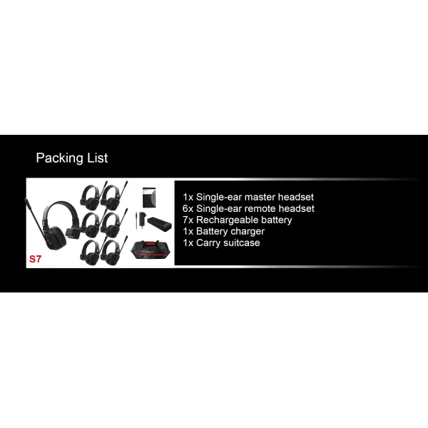 Wicom E-S7 7-Kişi için Tek Kulaklıklı Çift Yönlü Kablosuz intercom iletişim Sistemi, 400 mt mesafe, 1 Master + 6 Headset