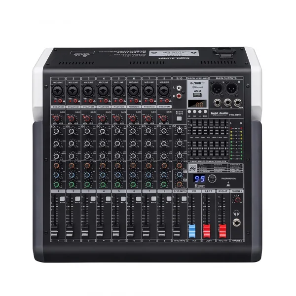 Gold Audio PRO-M810P 2x450W 10 Kanal Power-Mixer USB Bluetooth Kayıt