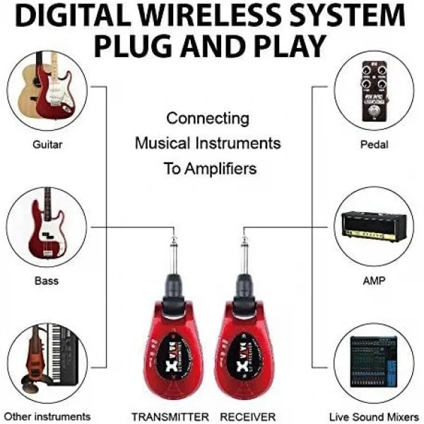 Xvive XV-U2 Kablosuz Gitar Bağlantı Sistemi - Kırmızı