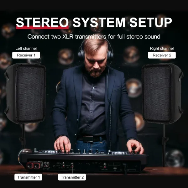 Xvive XV-U35D Kablosuz Mikrofon Sistemi - Çift Mikrofon için Alıcı + Verici Set, Kablolu Mikrofonu Kablosuza çevirici