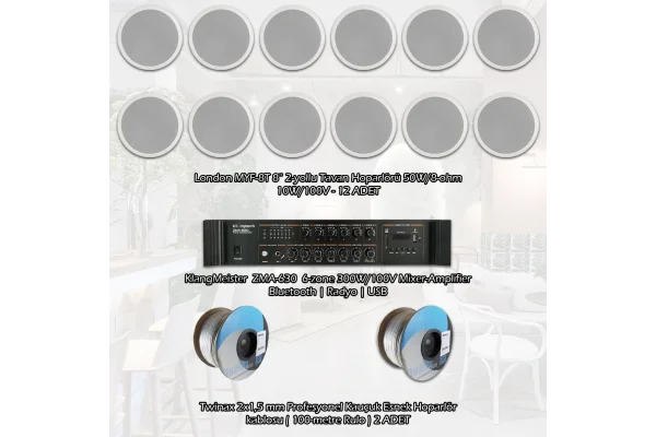 London Kafe-Mağaza için Hazır Ses Sistemi Paketi 350m2