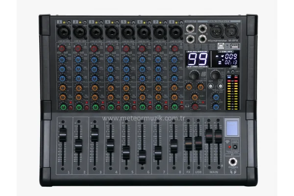 K.Meister PM-8FX 8 Kanal 2x450W-4 Ohm Power Mikser Mp3 çalar, USB kayıt, Bluetooth