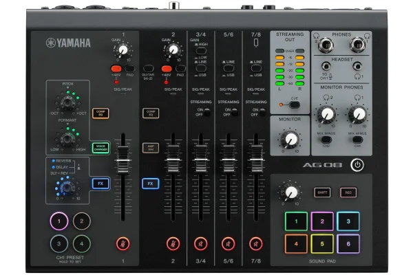 Yamaha AG08 8 Kanallı Yayın Mikseri (Black)