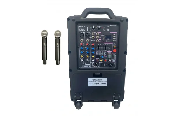 Mickle MP1010 10 Akülü Mobil Hoparlör, 300/600W 99 program Efekt, Çift Mikrofonlu
