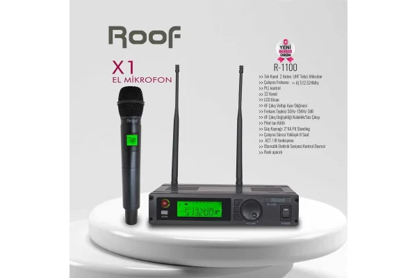 ROOF R-1100 EL tipi Kablosuz Mikrofon Seti, Güncel 5G uyumlu, PRO MODEL