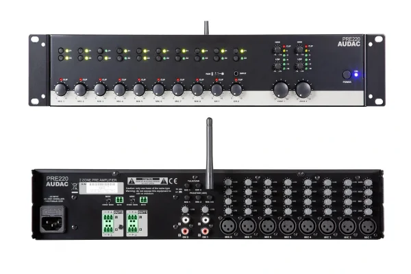 Audac PRE220 | 2-zone 10 Kanal Stereo Preamplifier Mixer | Bluetooth 4.2