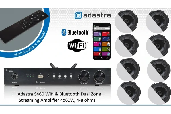 Audast M-4608 Ofis, Mağaza Ses Sistemi, 2 yollu 8 Tavan Hoparlörü, Cepten Kontrol