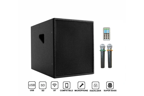 Bergmann SUB-16 15 Aktif Sub Compact Mixer + Player + Mikrofon 1000W, USB, Bluetooth