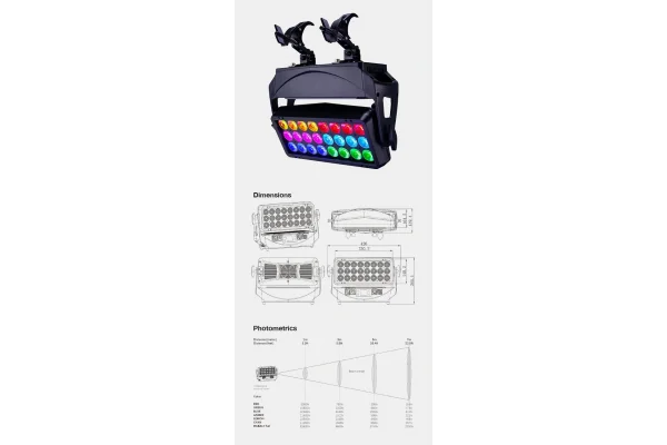 BLAZE 24X Flood Light 24×20W Outdoor Sahne ve Stüdyo Boyama Spotu 480W, RGBW 4-in-1 | DMX kontrol, IP65, 25°/35°/45° Lens Seçenekli
