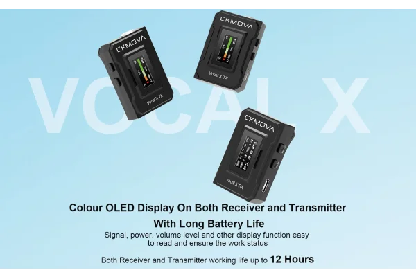 CKMOVA Vocal X V2 Ultra kompakt 2.4 GHz 24-bit Çift Yaka Kablosuz Mikrofon Seti