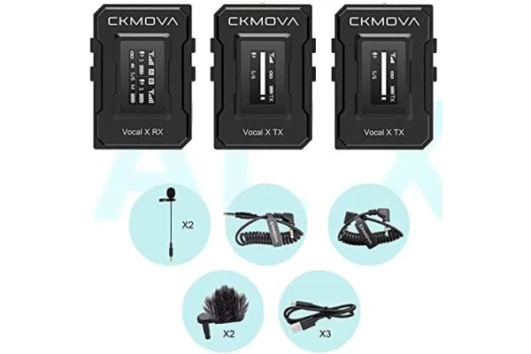 CKMOVA Vocal X V2 Ultra kompakt 2.4 GHz 24-bit Çift Yaka Kablosuz Mikrofon Seti