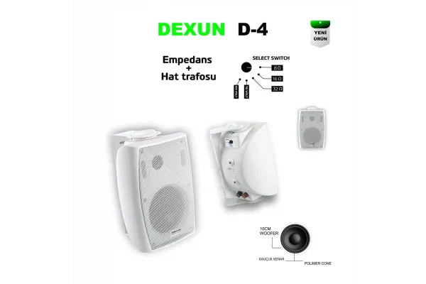 DEXUN D-4T 4 Duvar Hoparlörü 32W/100V 8-ohm/150W (adet)