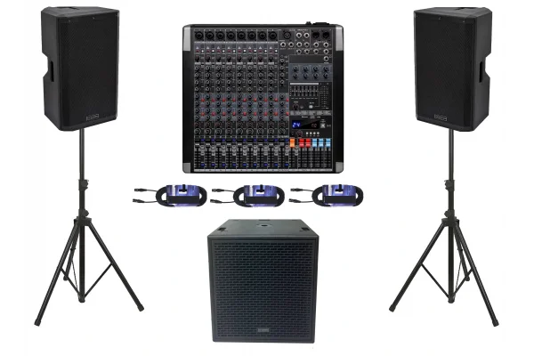 ERASET-2115 Aktif Ses Sistemi, Deck Mikser + 2 adet 15 Aktif Hoparlör + 15 Subwoofer