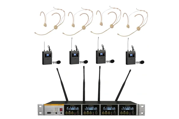 K.Meister UW-3440 4 Headset + 4 Yaka Mikrofonlu Kablosuz Set