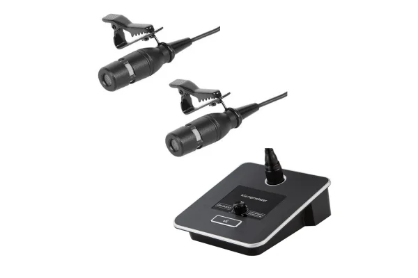 K.Meister KL-D02C Volüm Ayarlı Masa Üstü Çiftli Yaka Mikrofonu