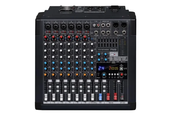 K.Meister PM8-PRO 2x650W-4 Ohm Power Mikser Mp3 çalar, USB kayıt, Bluetooth
