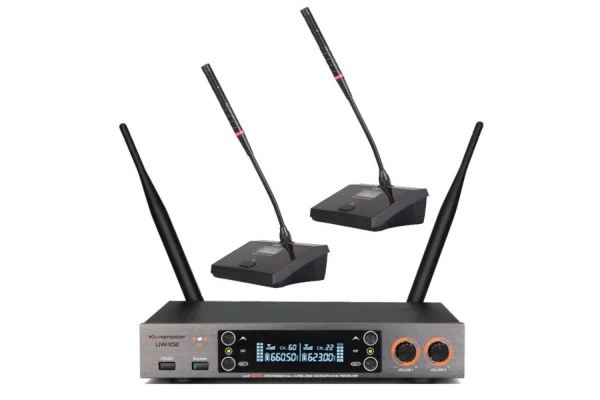 K.Meister UW-102MM Çift Kürsü Mikofonlu Kablosuz Set 200-Kanal | Anti-Feedback