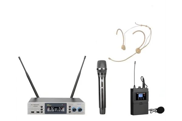 K.Meister UW-202EYH EL+HEADSET Kablosuz Mikrofon Seti | 2x380 Kanal | Anti-Feedback