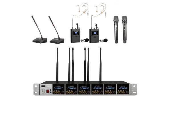 K.Meister UW-3600 6 Mikrofonlu Kablosuz Mix Set ( 2 x Kürsü + 2 EL + 2 Yaka + 2 headset )