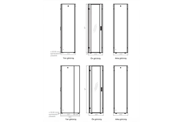 Lande 26U 600x800 mm Duvar Tip Kabinet (LN-HL26U6080-BL-B)
