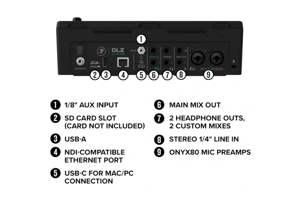 Mackie DLZ CREATOR-XS 6-Kanal Streaming/Podcasting Dijital Mikser